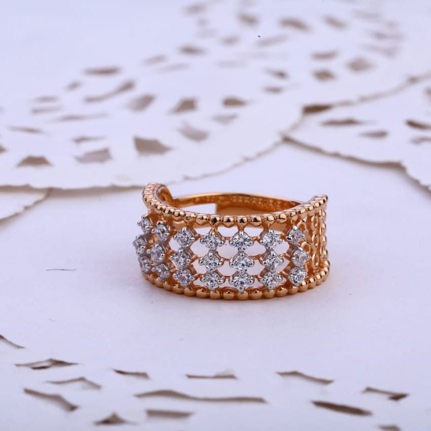 18KT Rose Gold Cz Classic Ladies Ring RLR717