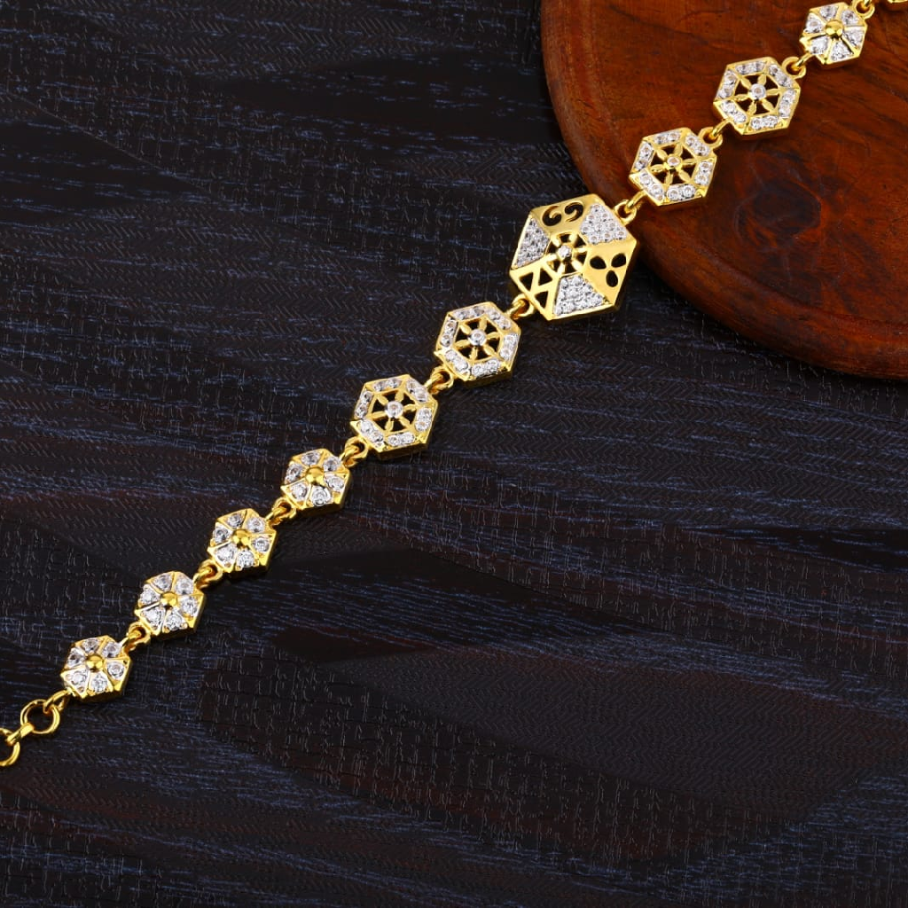 916 Gold Ladies CZ Designer Bracelet LB406