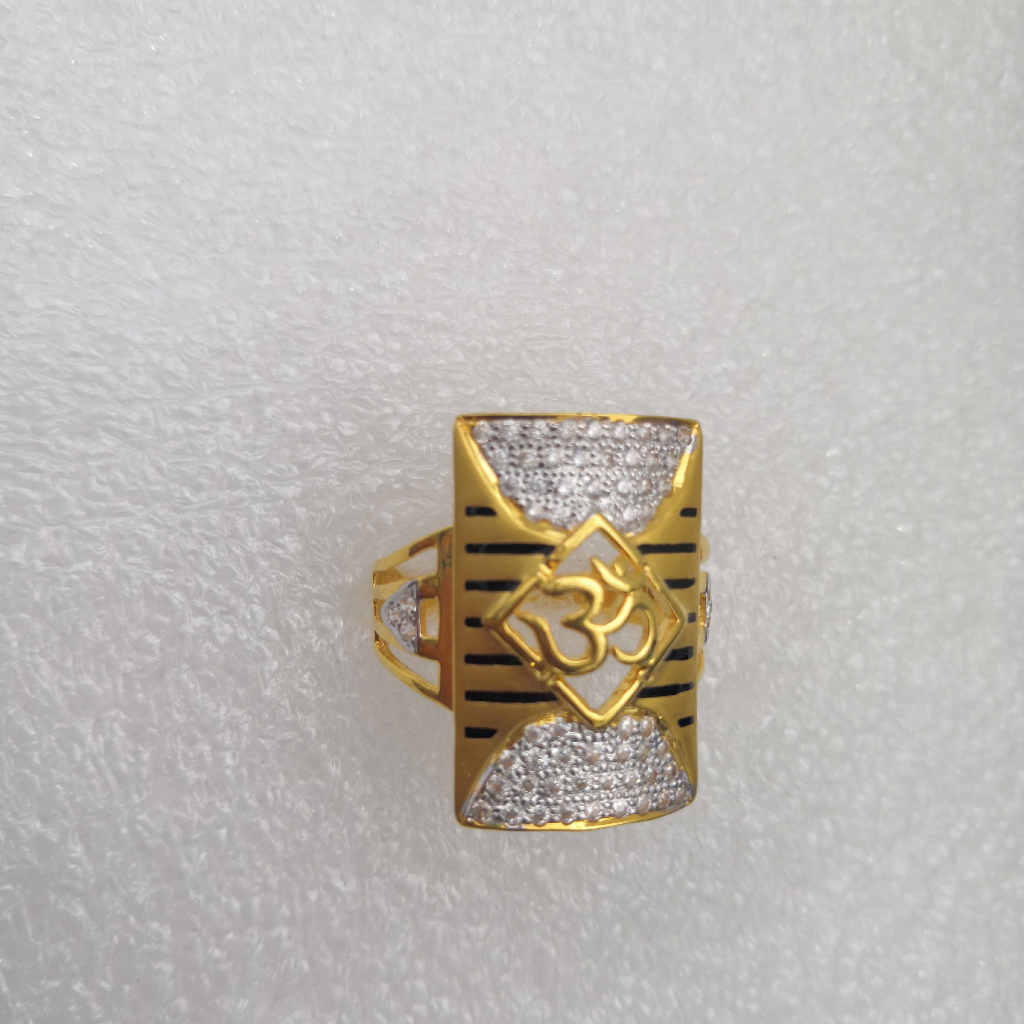 916 gold fancy met finishing rodium Gents ring