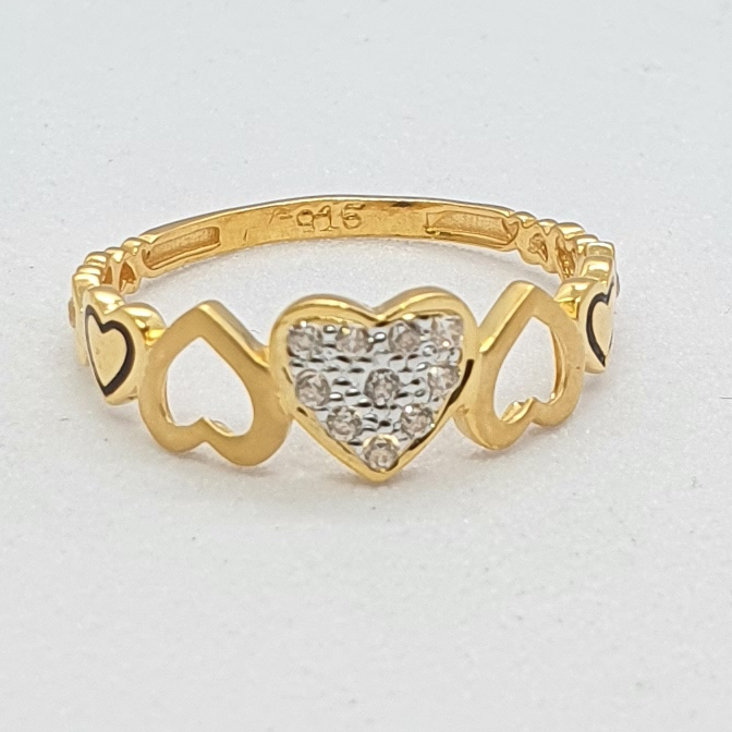 Gold 91.6 Heart Shape Ladies Ring
