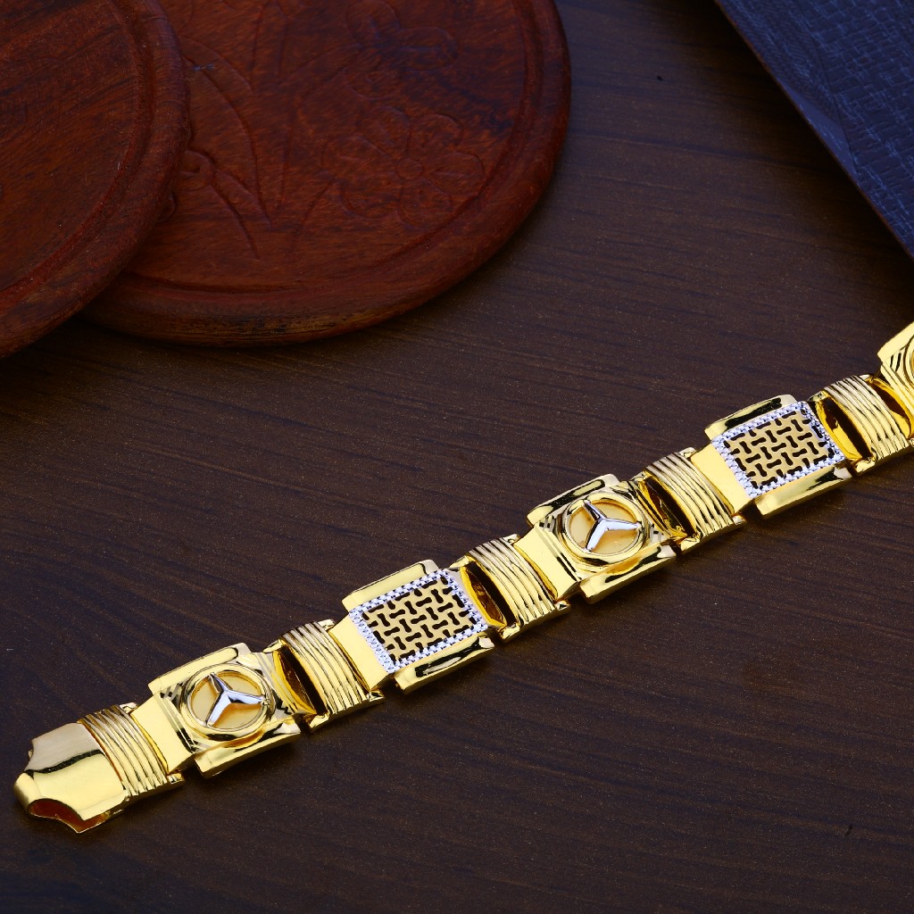 Mens Plain 916 Gold Bracelet-MPB105