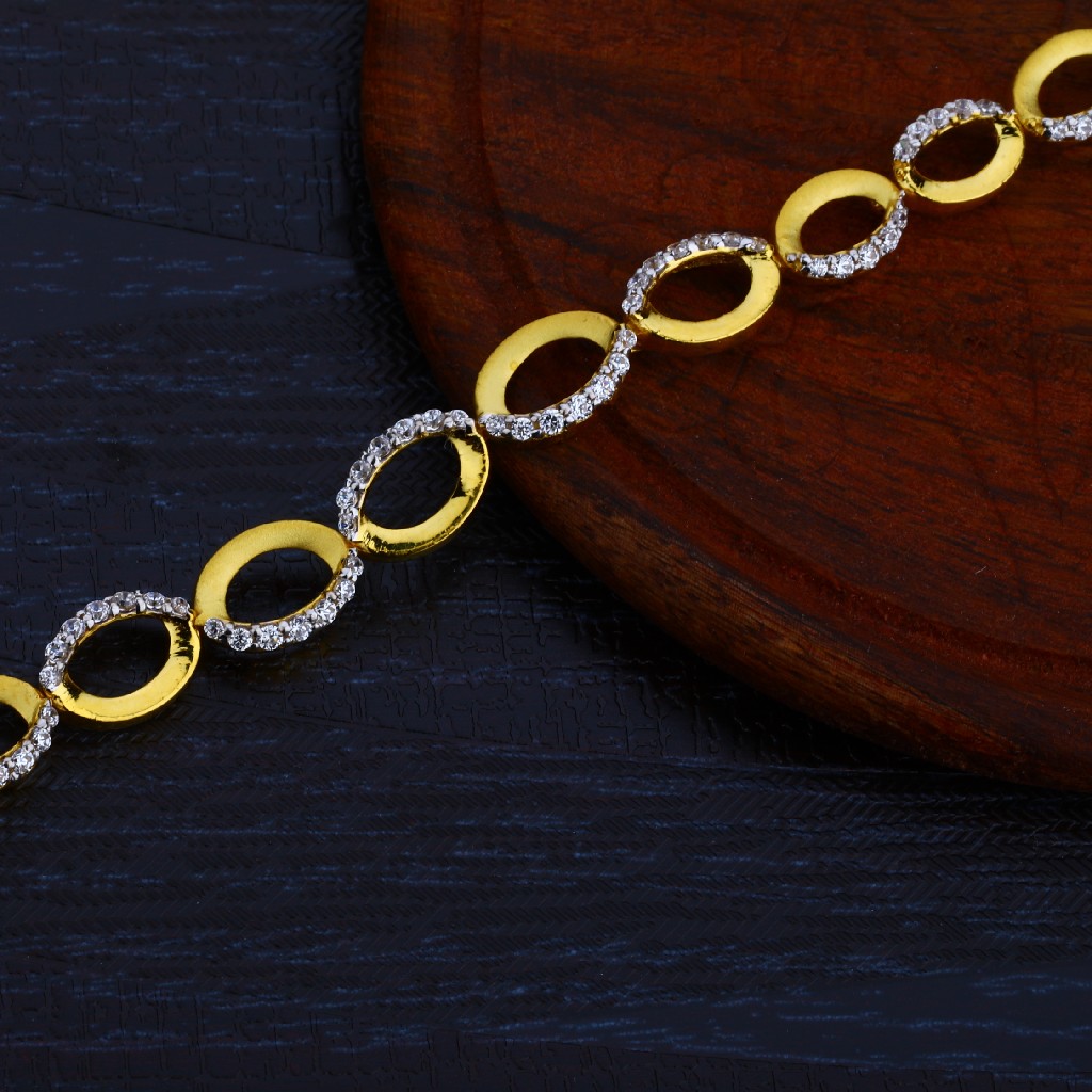916 Ladies Gold Cz Diamond Bracelet-LB36