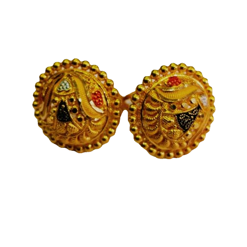 Buy CRUNCHY FASHION Gold-Toned Kundan and Blue Beads Round Shape Earrings  Online at Best Prices in India - JioMart.