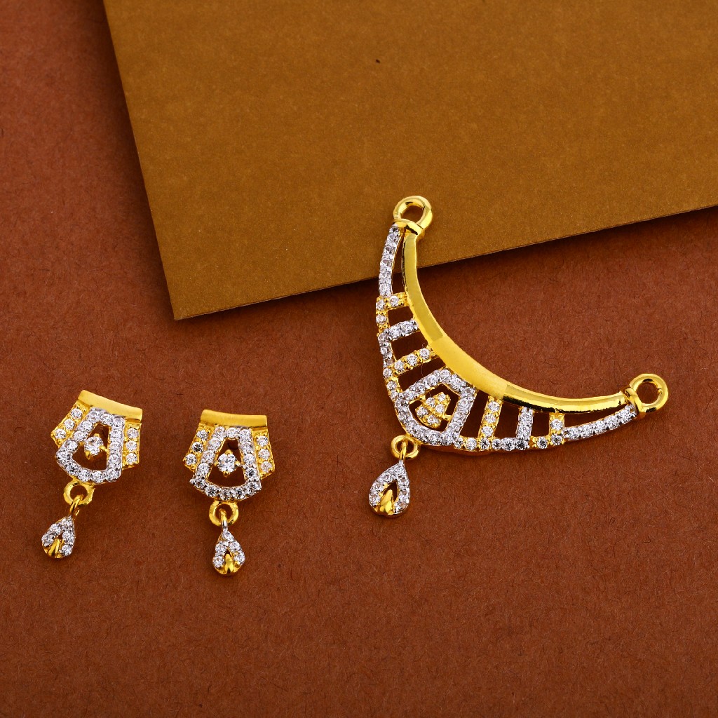 916 Cz Mangalsutra Hallmark Designer Pendant Set MP256
