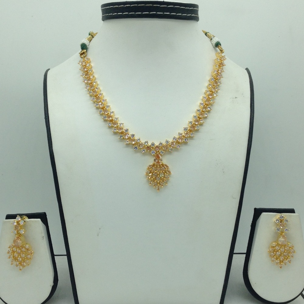 Golden and white cz stones necklace set jnc0162