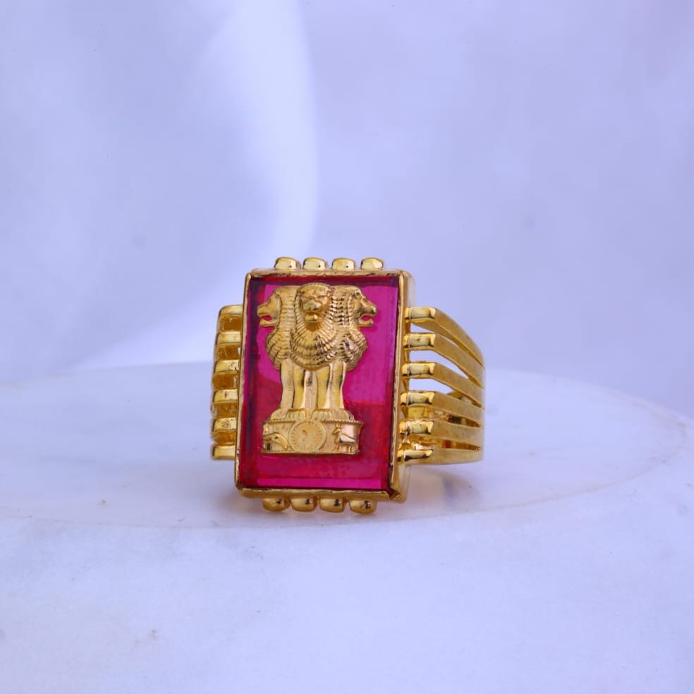 22k gold ashok stambh design ring for men