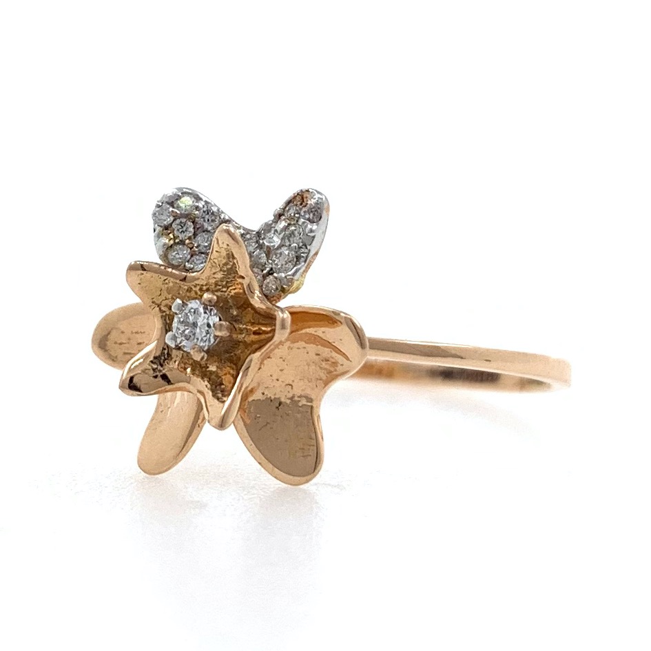 18kt / 750 Rose gold Star Flower Diamond Ladies Ring 9LR208