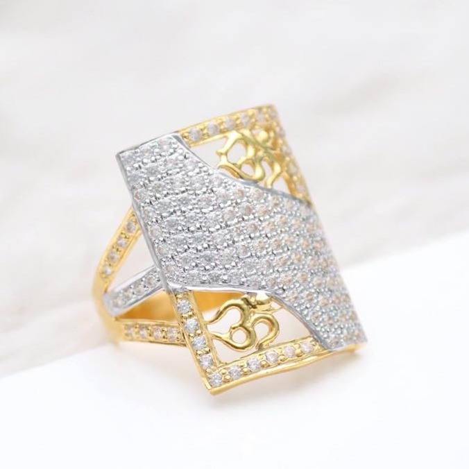916 Gold CZ Diamond Long Ring RH-GR65