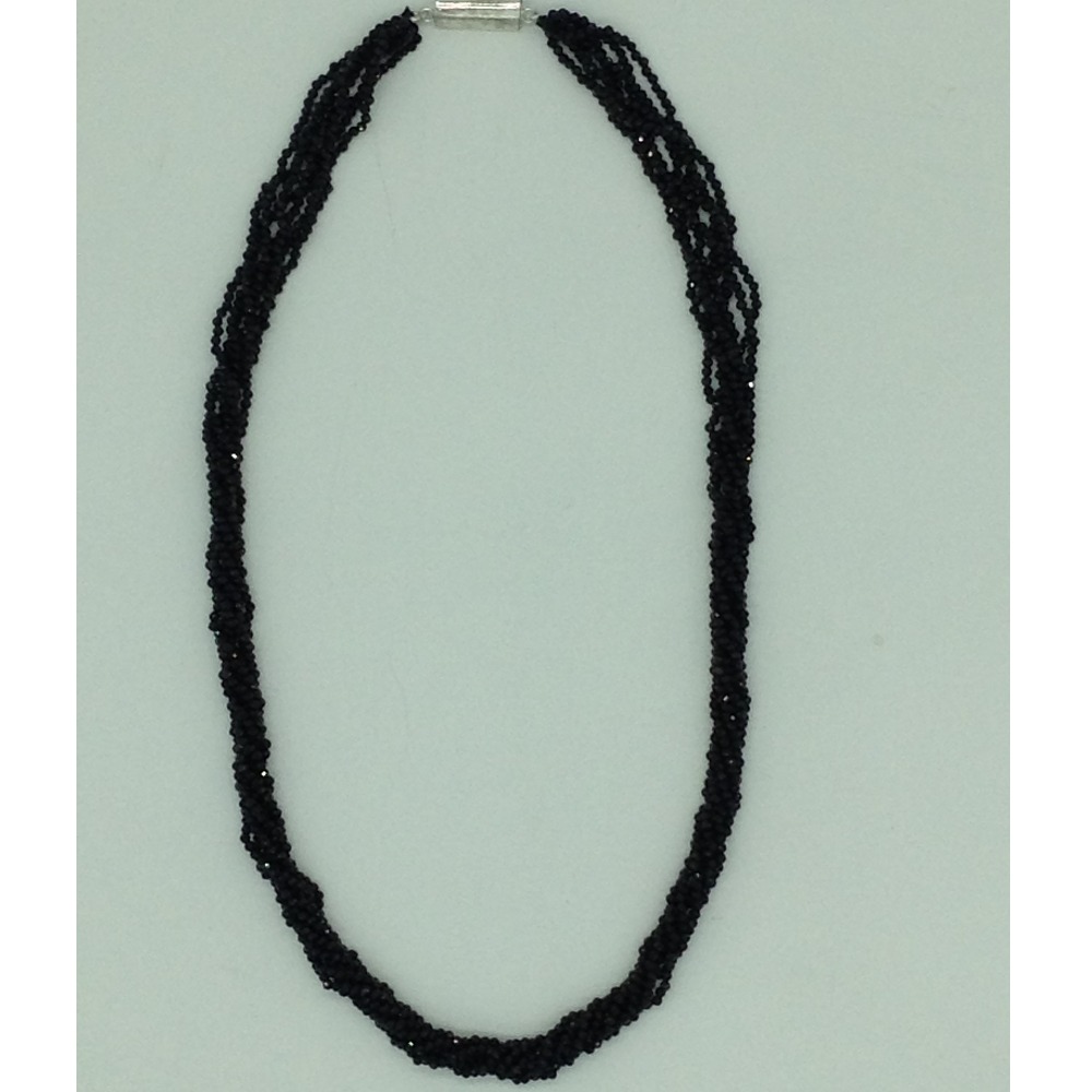 Natural Black CZ Faceted Beeds 8 Layers Twisted Necklace JSS0122