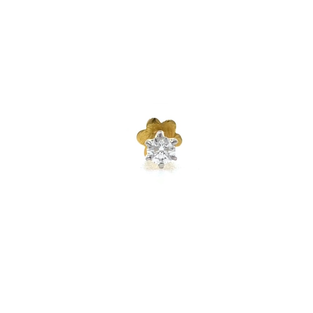 18kt / 750 yellow gold classic single 0.08 cts diamond nose pin 9NP153