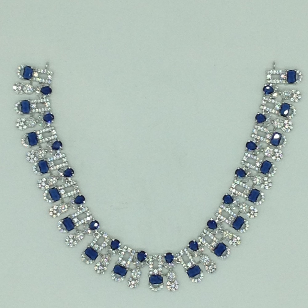 White,Blue CZ Necklace Set JNC0223