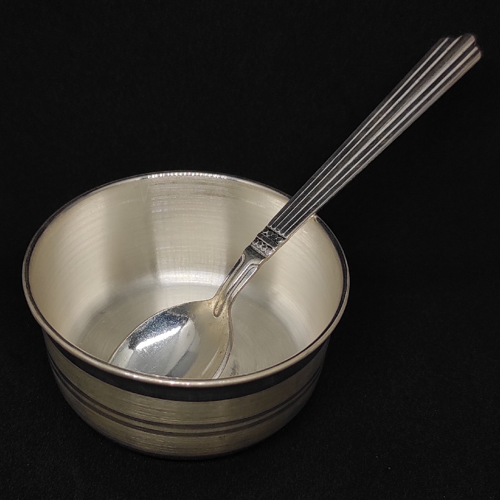 Silver Glass and Bowl set with Spoon