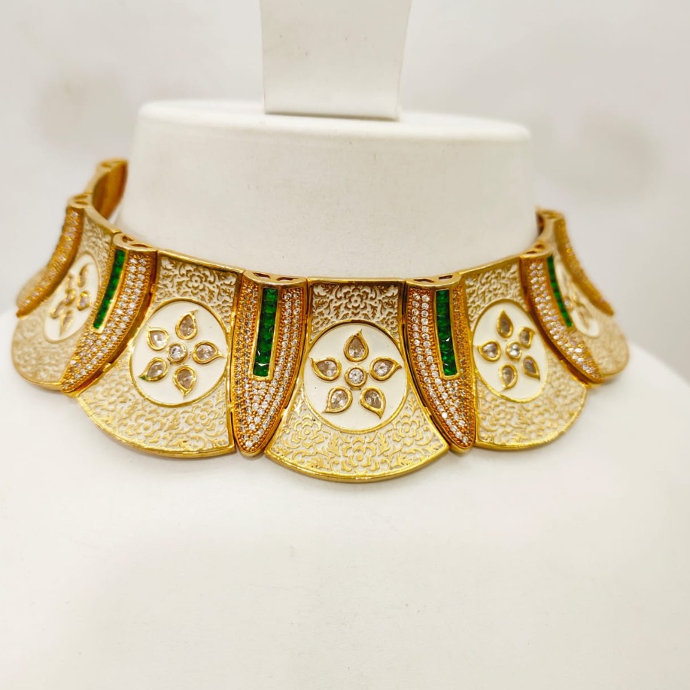 Antique gold plated choker necklace set 1475