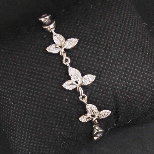 925 Sterling Silver Leaf Designed Ladies Bracelet