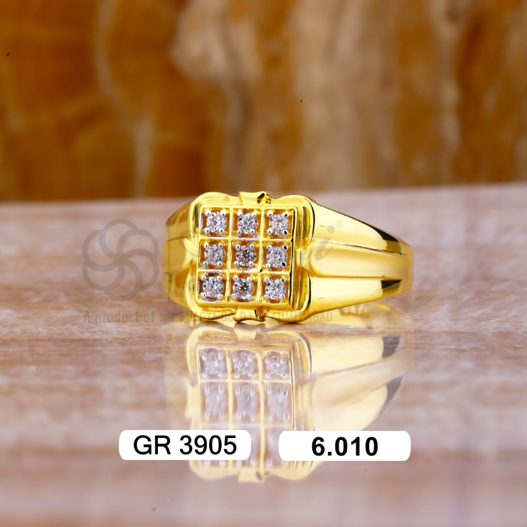 22K(916)Gold Gents Square Diamond Ring