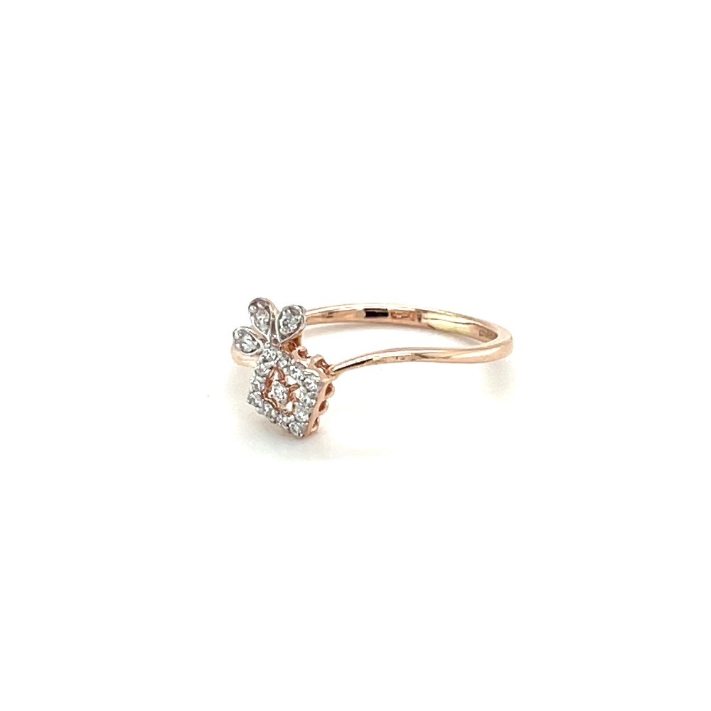 Square Diamond Cluster Ring with Bow Accent in 14k Rose Gold