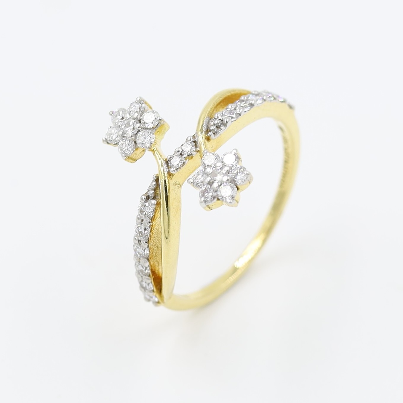 Subtle 18 Karat Gold And Diamond Cluster Ring