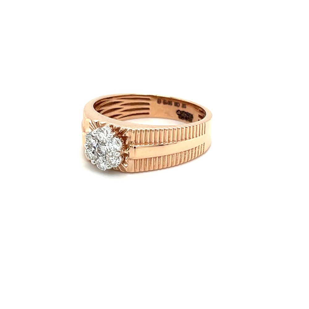 Mens Ring with Solitaire Effect in Diamonds in Rose Gold