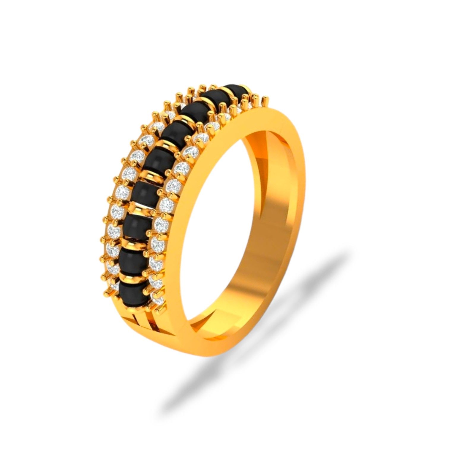 Milan Black Beads Diamond Combination Ms Ring