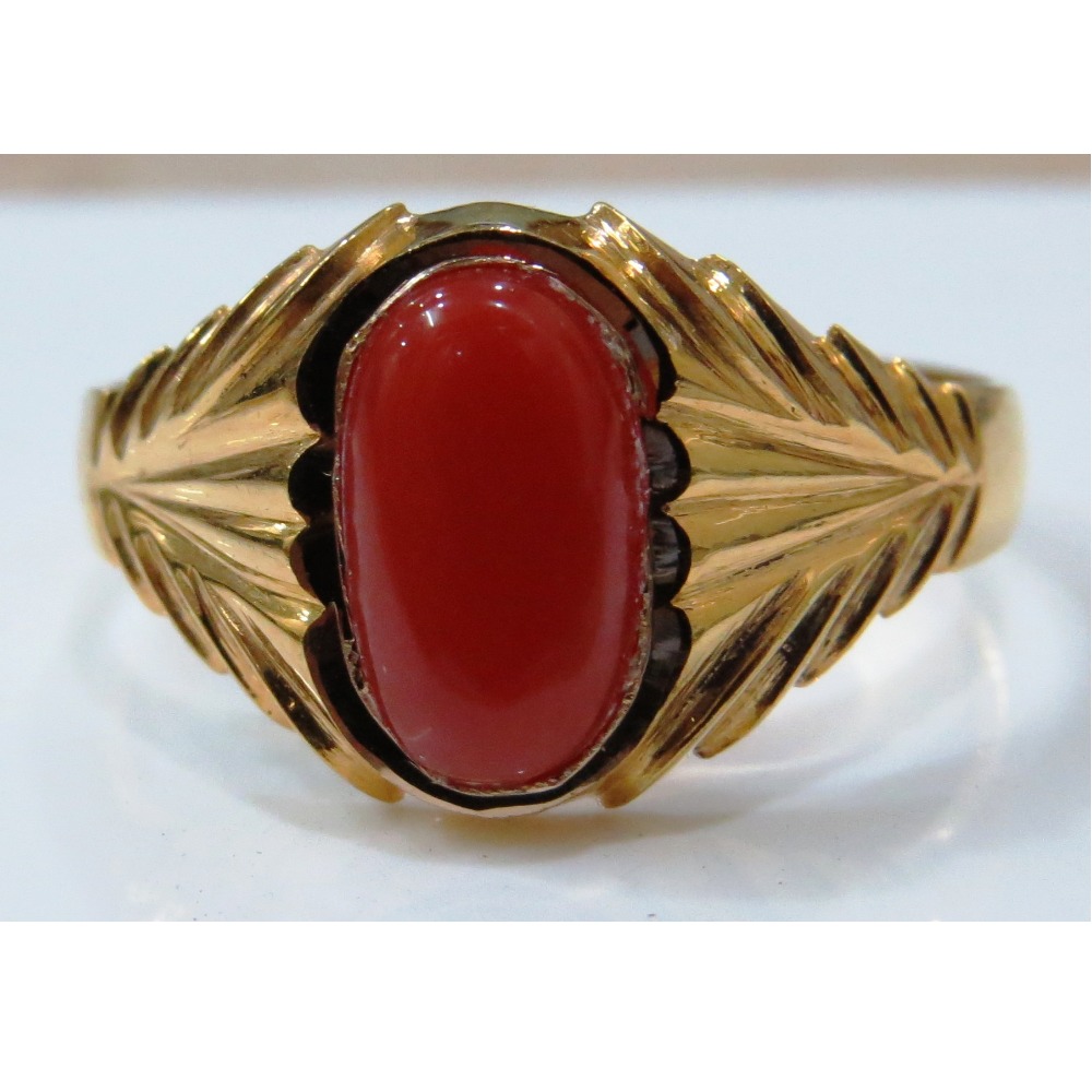 Buy CEYLONMINE Trikon (Triangular) Coral (Munga), Finger ring Mangal Dash  Astronomy, Men Women Brass Coral Gold Plated Ring Online at Best Prices in  India - JioMart.