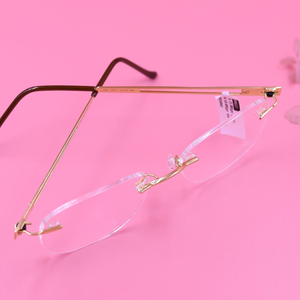 Gold Rectangle Rimless Eyeglasses