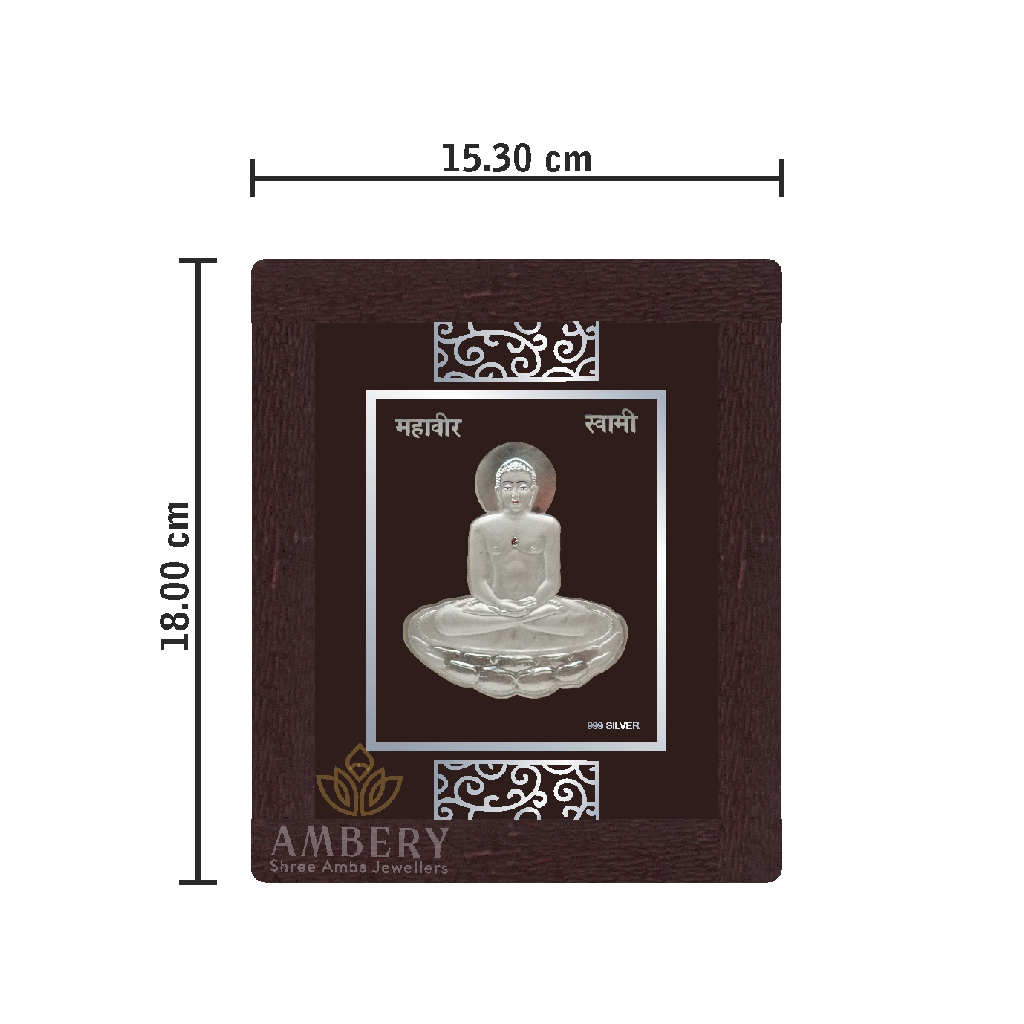 Mahaveer Swami Silver Foil Frame