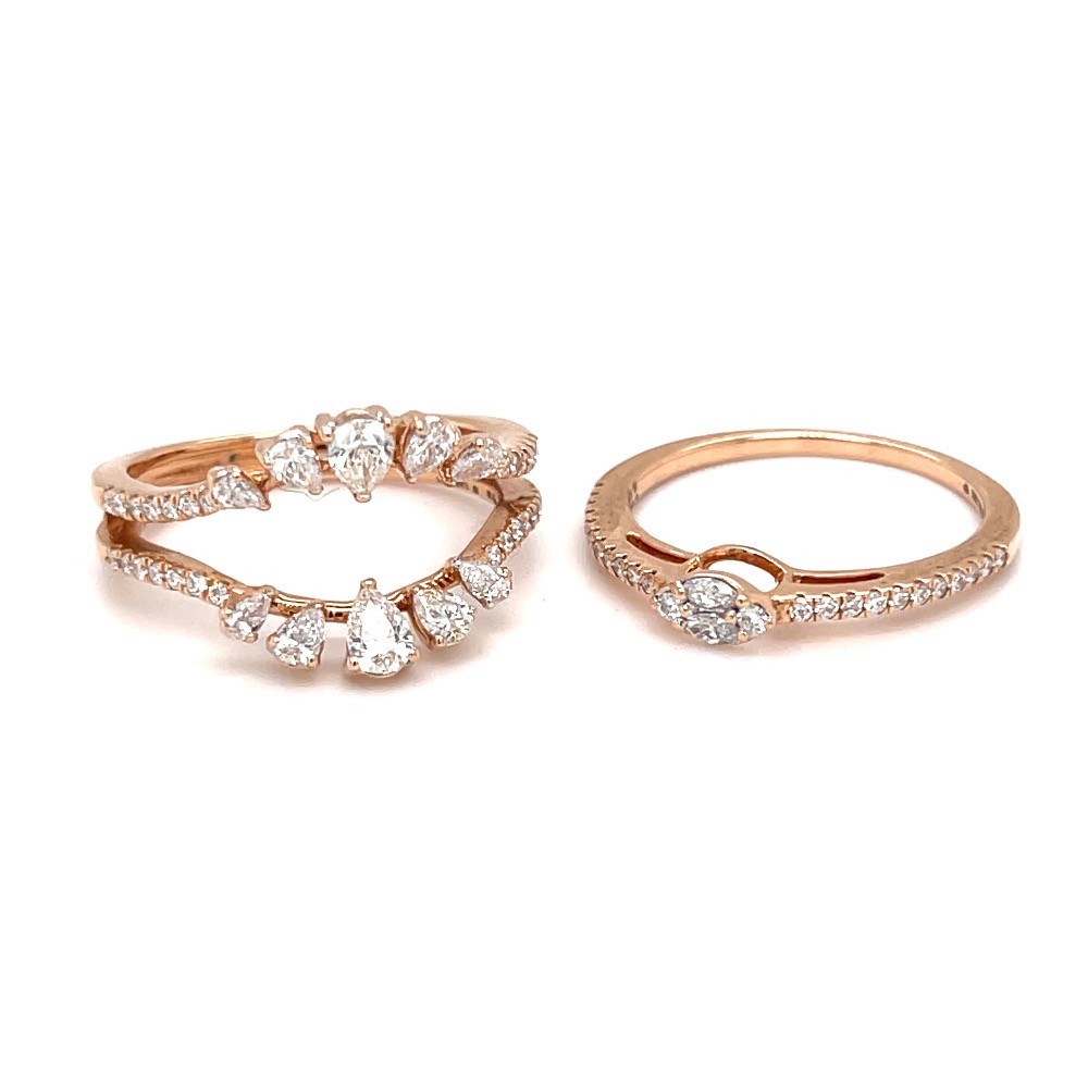 Stackable diamond ring with pear round & marquise diamonds