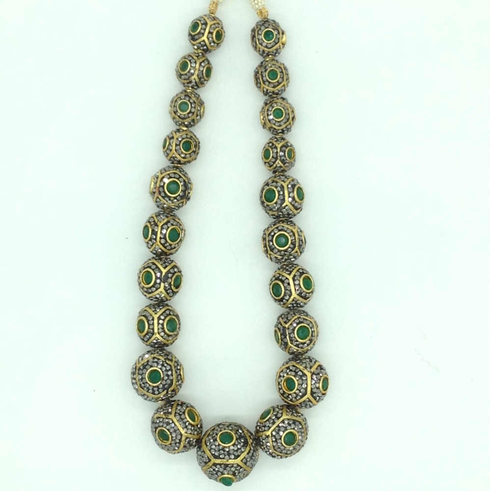 White and green cz balls graded necklace set jnc0131