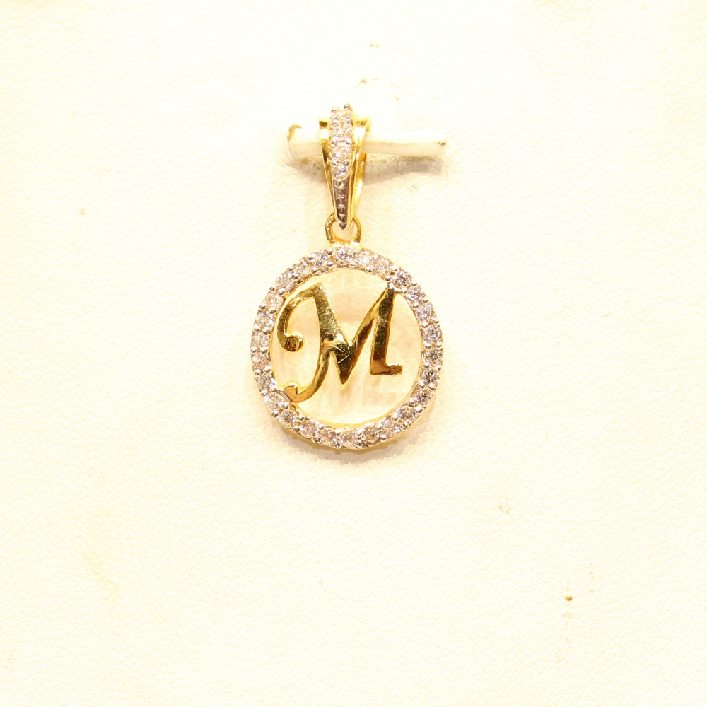 Manufacturer of 22kt yellow gold stylish ladies letter ' m ...