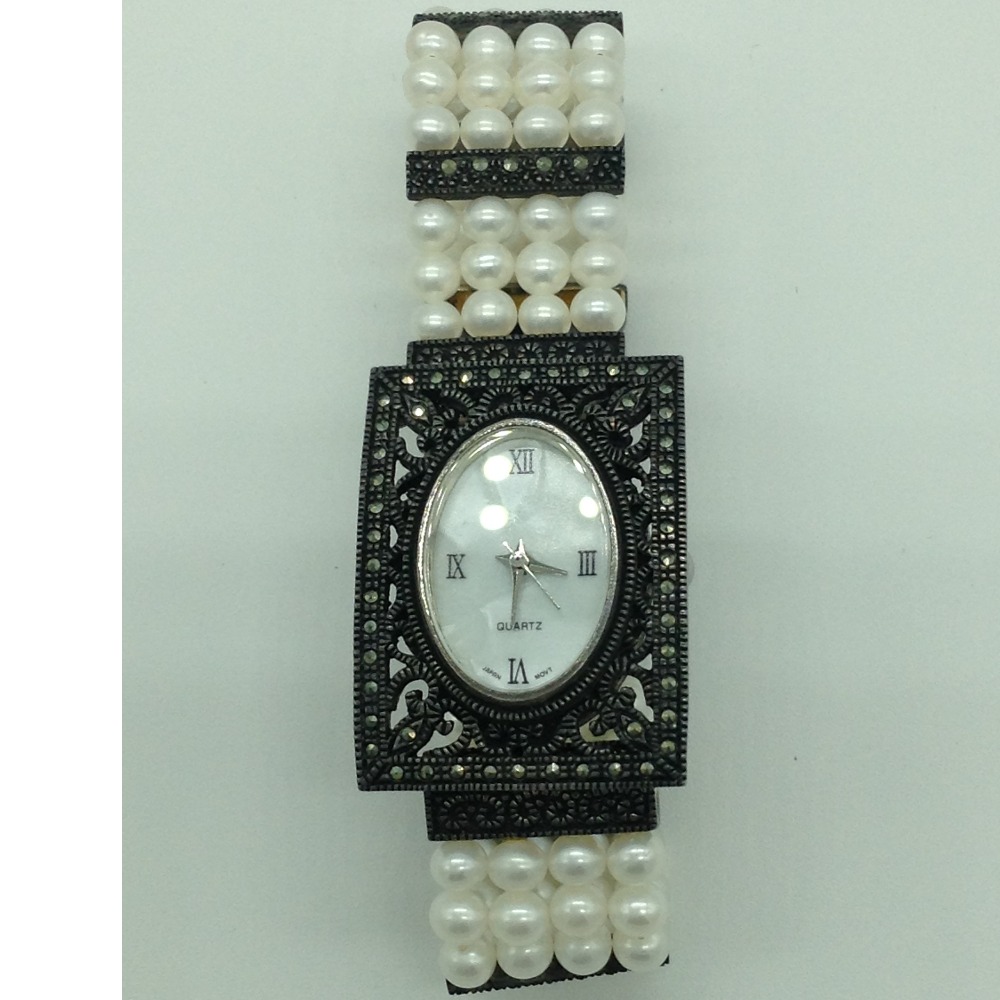 Buy quality Freshwater White Round Pearls 4 Layers Antique Watch ...