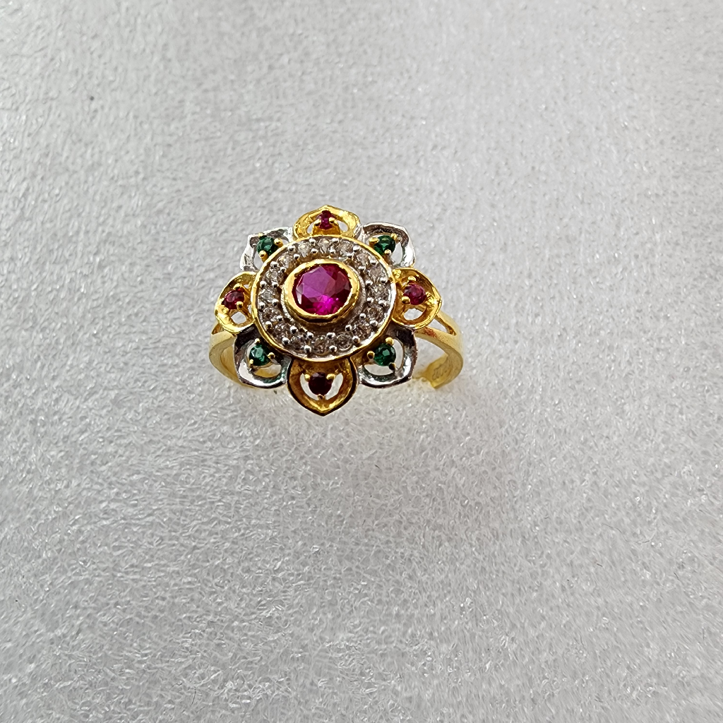 916 Gold Fancy Unique Pink And Green Dimonds Ring