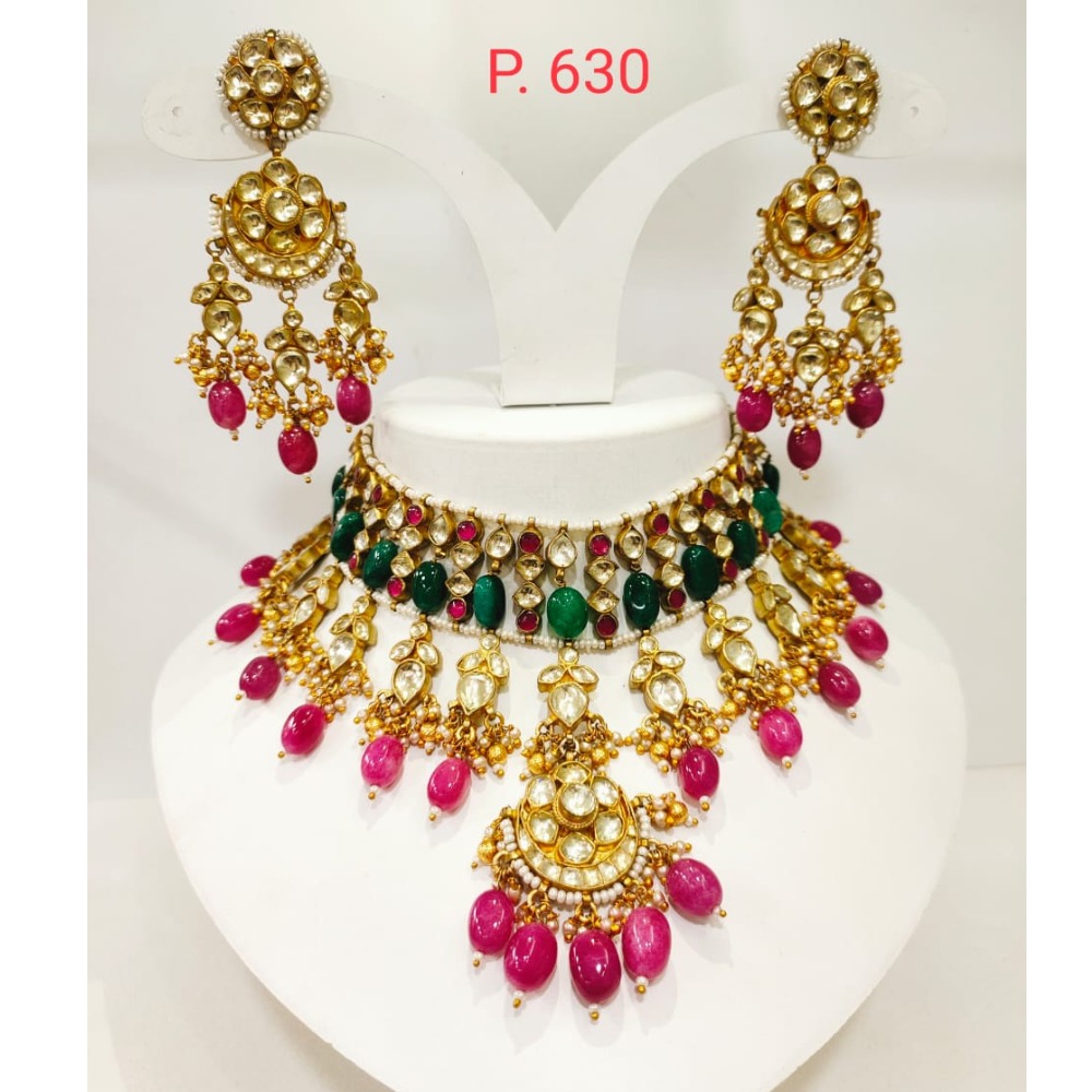 Choker polki with rubby and emerald stone set 1245