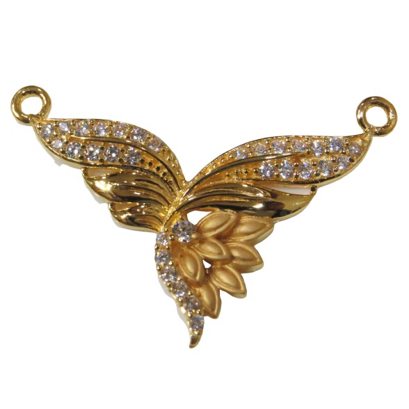 22kt gold cz casting double naka pendant