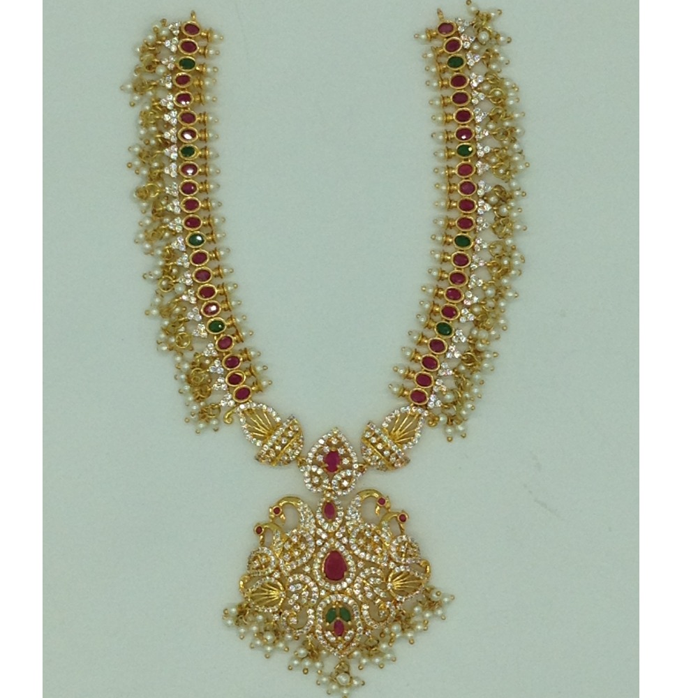 Multicolour cz long necklace set jnc0125