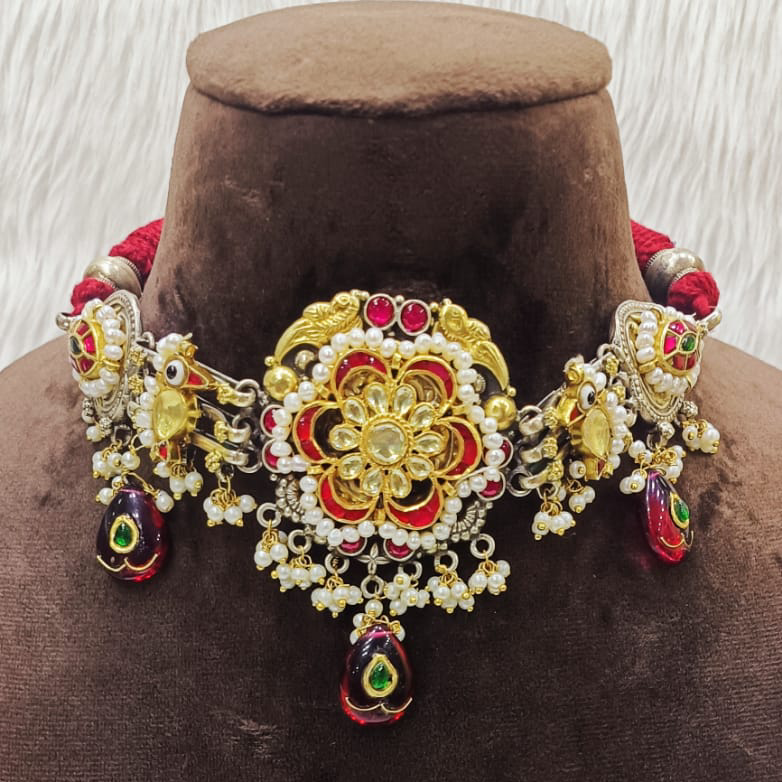 Exclusive Vintage Silver Nakhra Necklace For Wedding