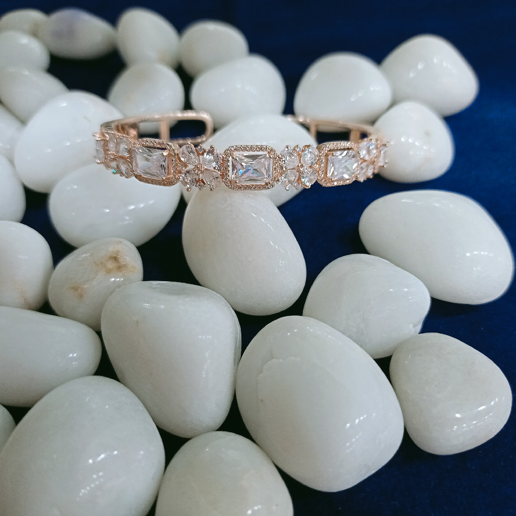 92.5 silver bracelet rose gold plated diamond fancy design