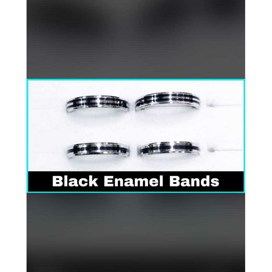 92.5 Sterling Silver Black Enamel Bands(Hand Finger Kayda) Ms-2649