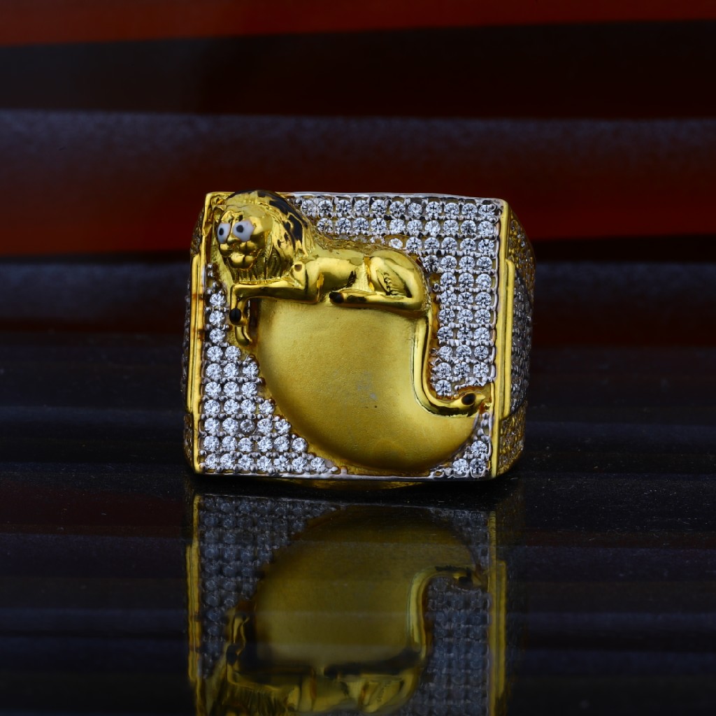 Mens 22ct Lion Nakh Desinger Gold Ring-MHR20