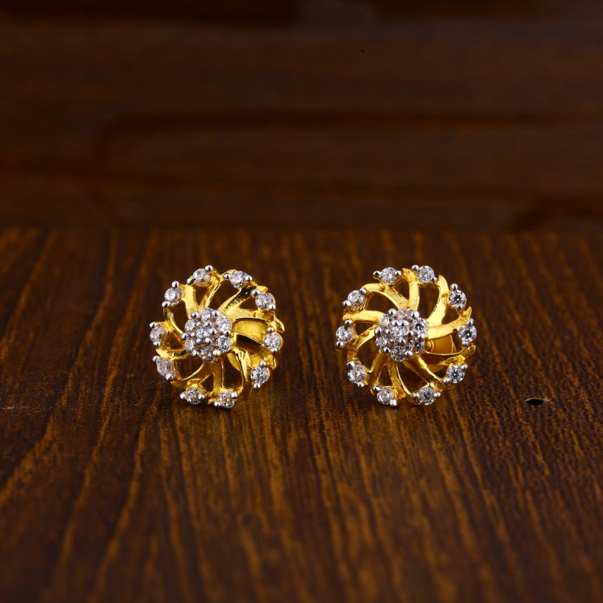 22KT Gold CZ Hallmark Delicate Ladies Tops Earrings LTE188