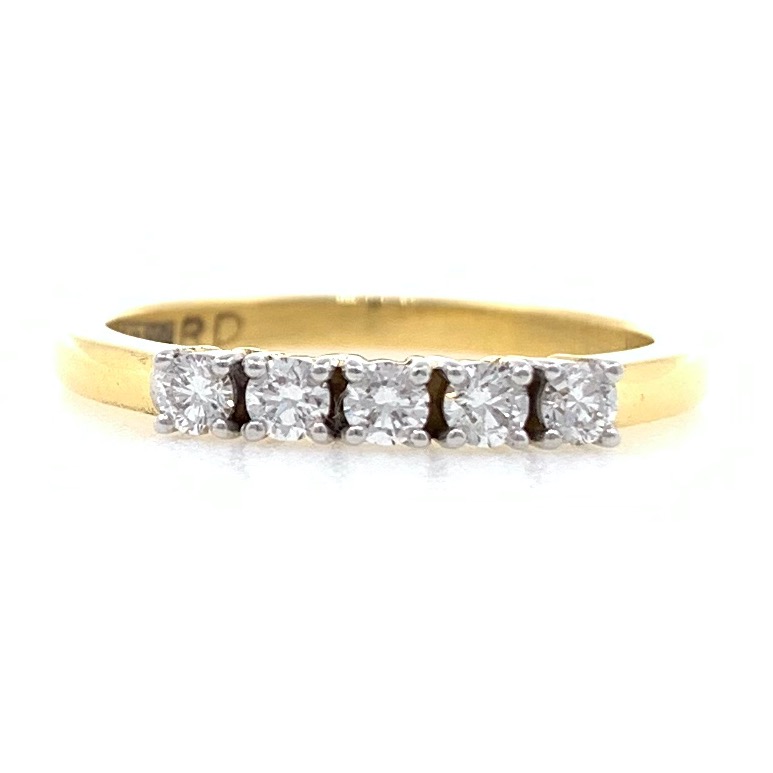 18kt / 750 yellow gold classic line diamond ring for girls 9lr86