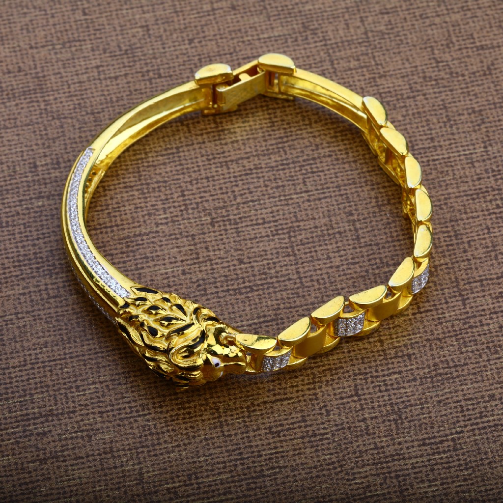 Mens Gold Lion Kada Bracelet-MKB10