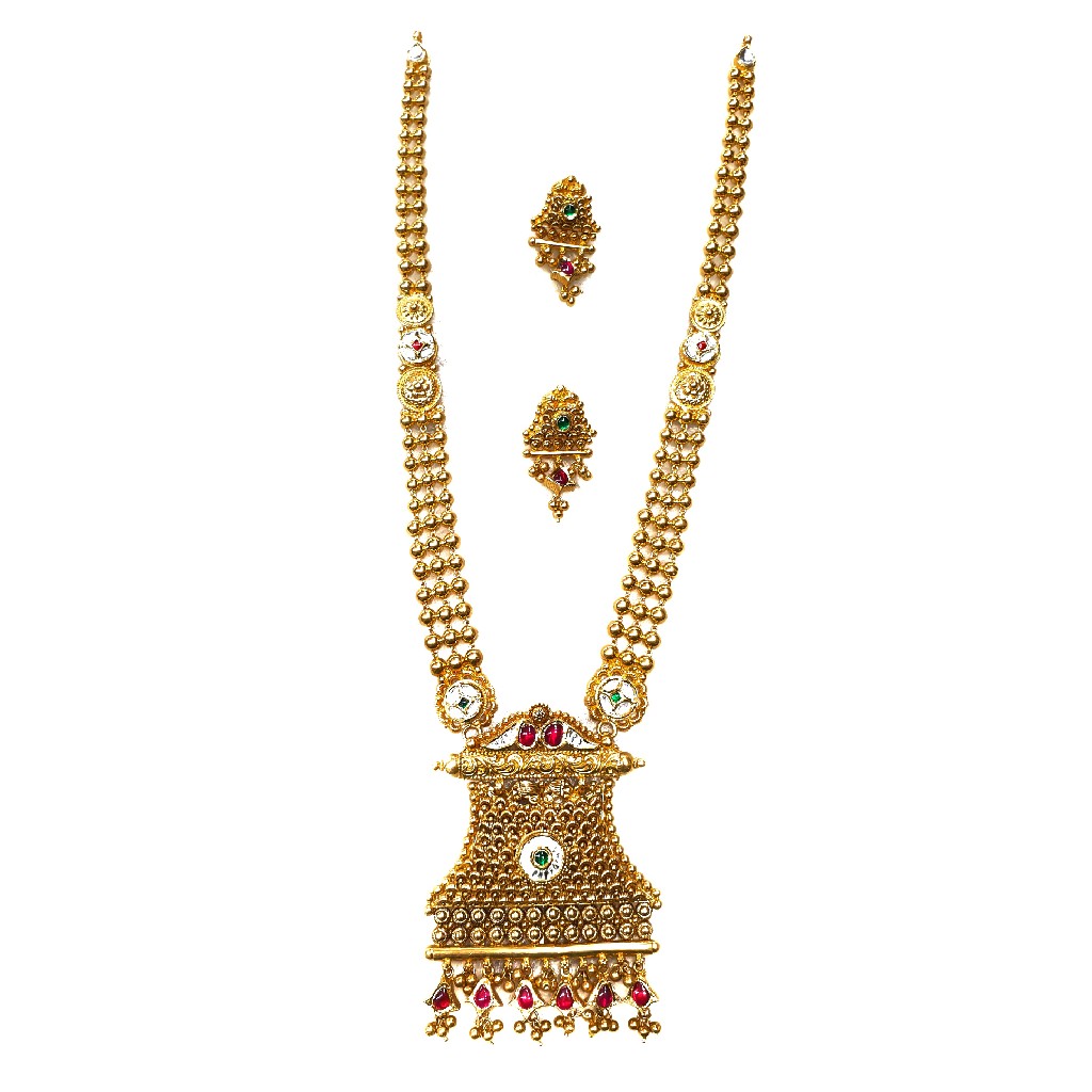 22k Gold Antique Oxidised Designer Necklace Set MGA - GLS057