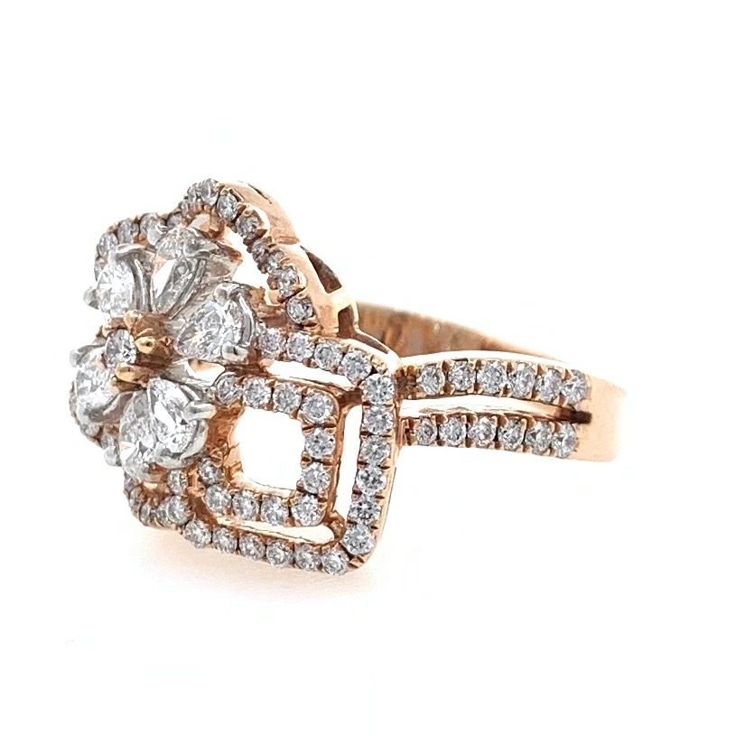 Buy quality 18kt / 750 rose gold everyday wear micro set diamond ladies ring  8lr213 in Pune