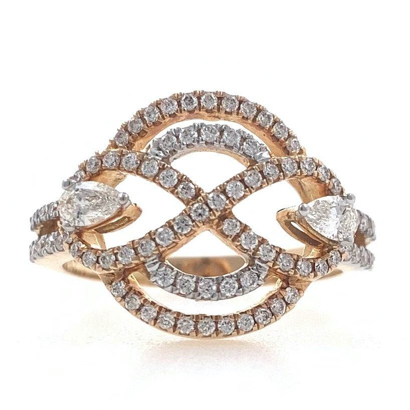 18kt / 750 rose gold micro set diamond ring for ladies 8lr235