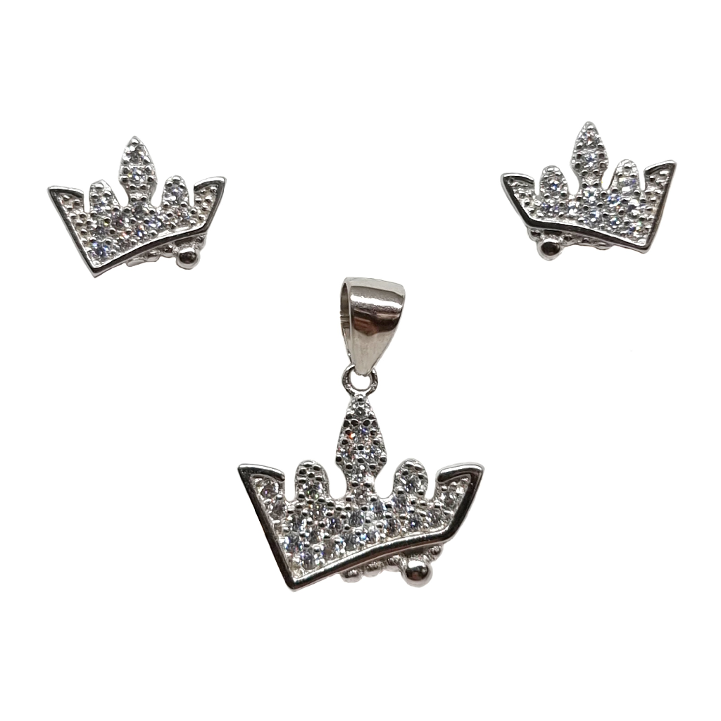 925 Sterling Silver Queen Shape Modern Pendant Set MGA - PDS0197