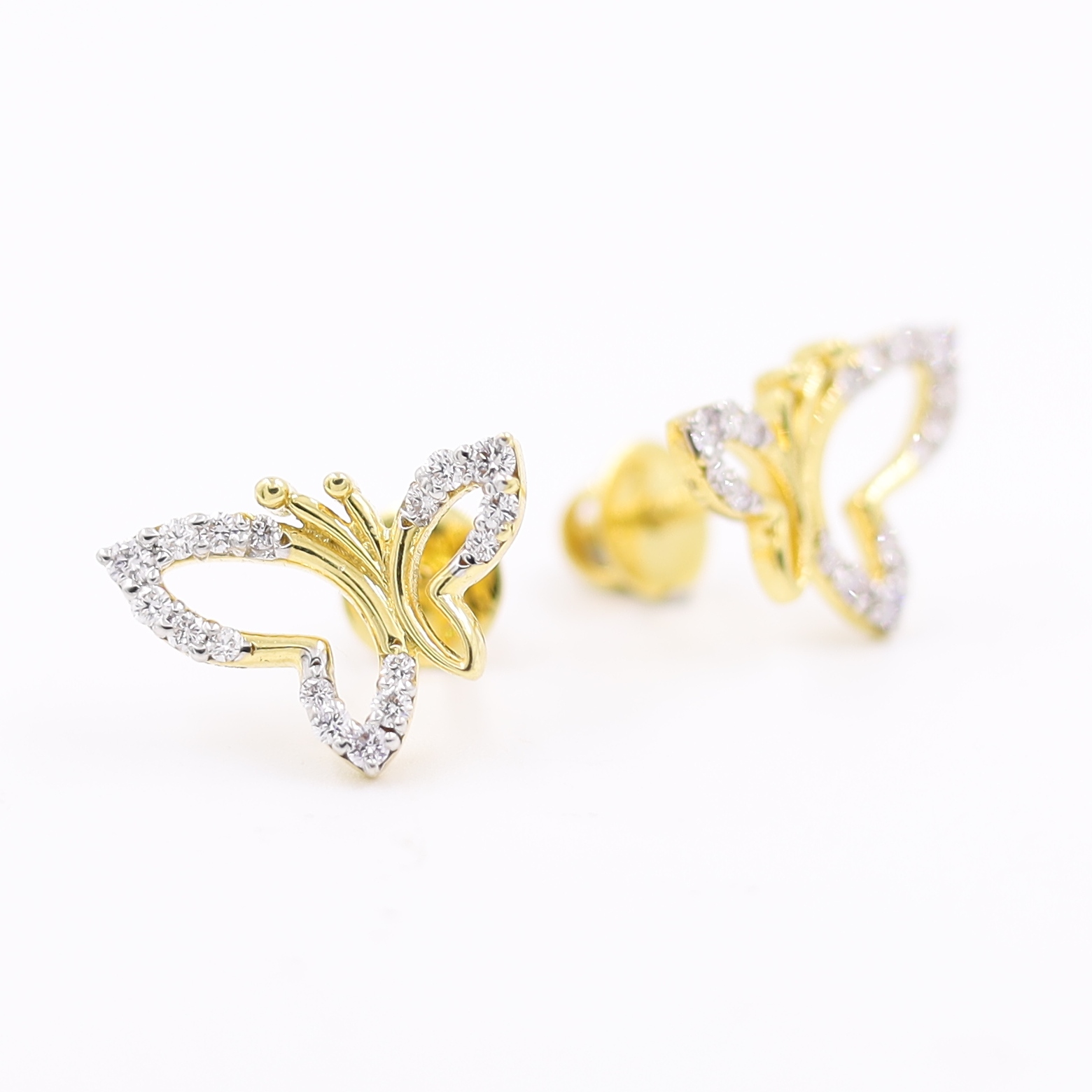 Fancy 18KT Butterfly Earring Studded Beautyfully With Diamonds