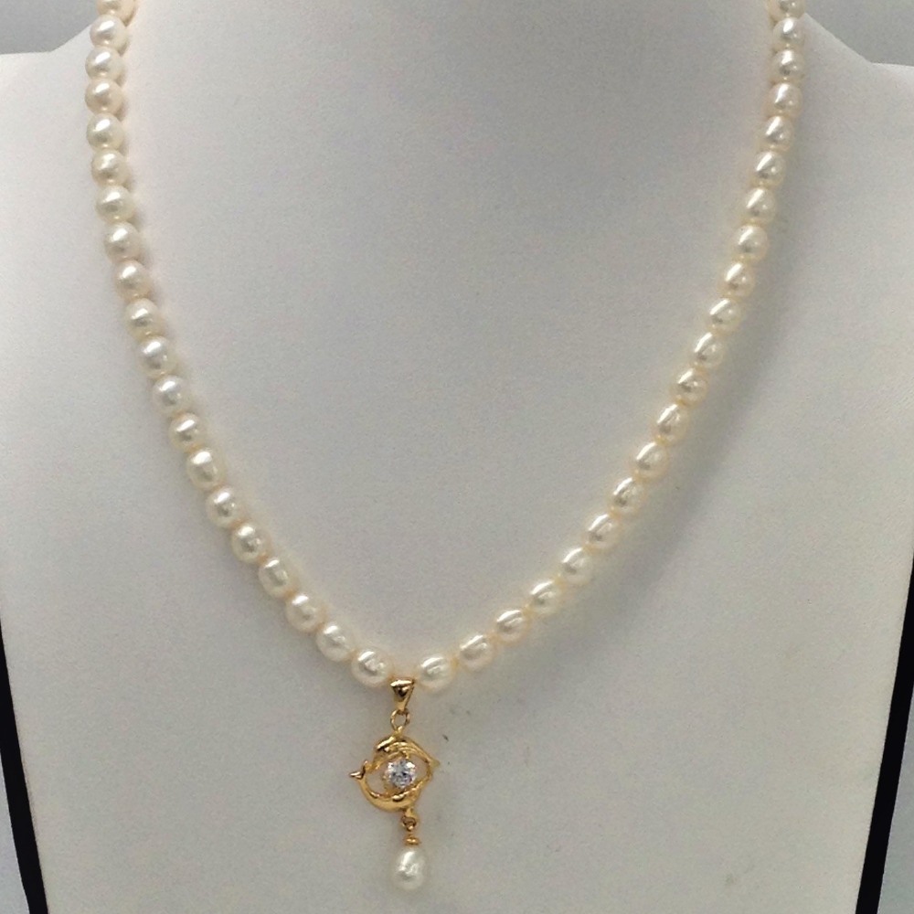 White cz and pearls pendent set with oval pearls mala jps0169
