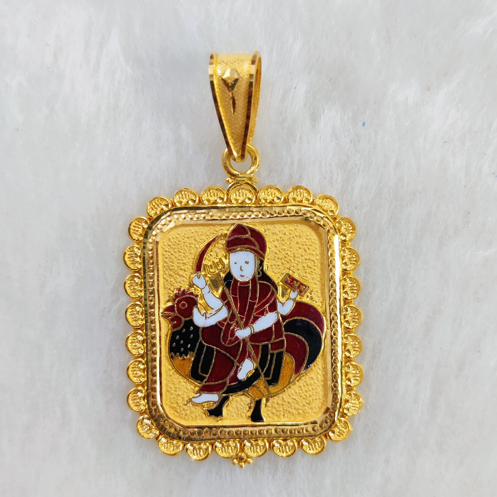 916 Gold Fancy Gent's Bahuchar Maa Minakari Pendant