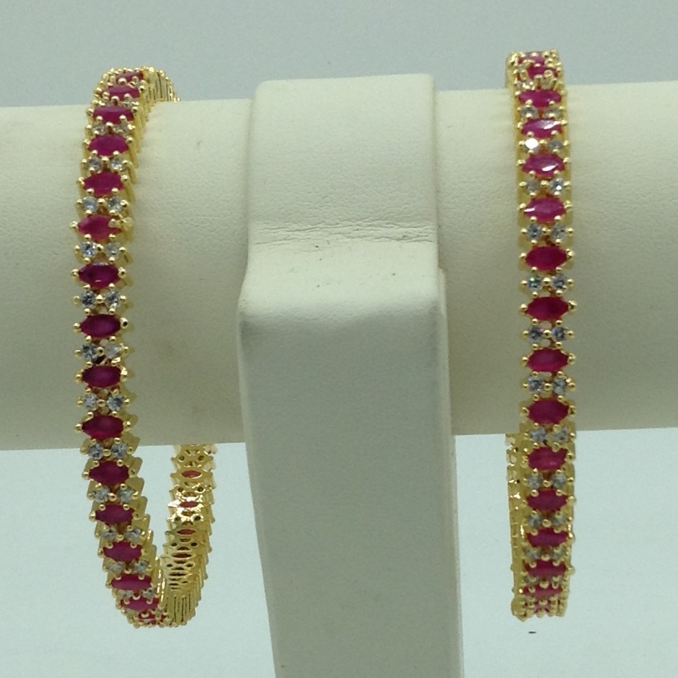White and Red CZ Stones Bangles JBG0289