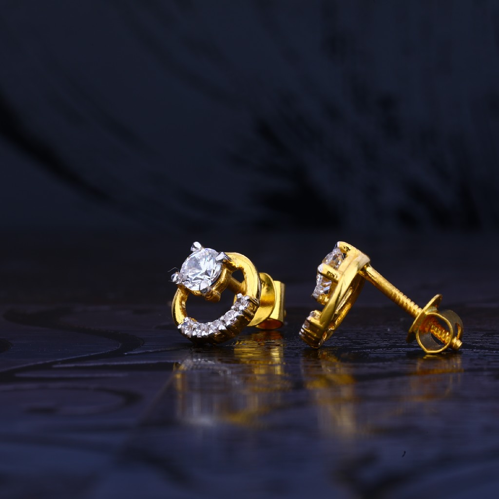 916 Gold Solitare Earring LSE90